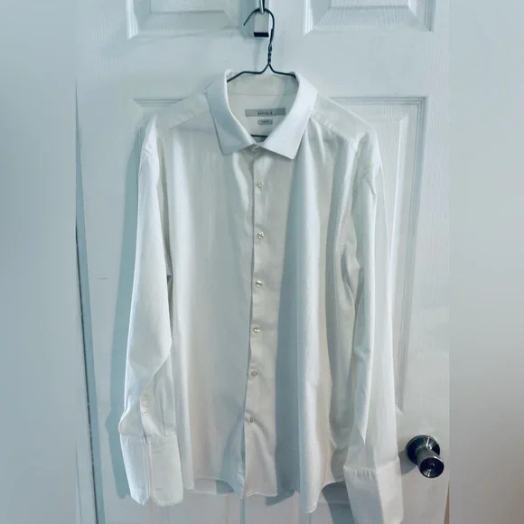 perry ellis french cuff dress shirt PERRY ELLIS WOVEN GEOMETRIC LONG SLEEVE FRENCH CUFF SHIRT Sz M